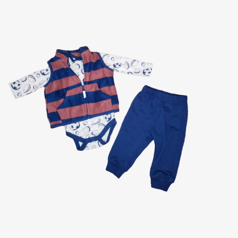 Chick pea 3 piece baby boy vest set